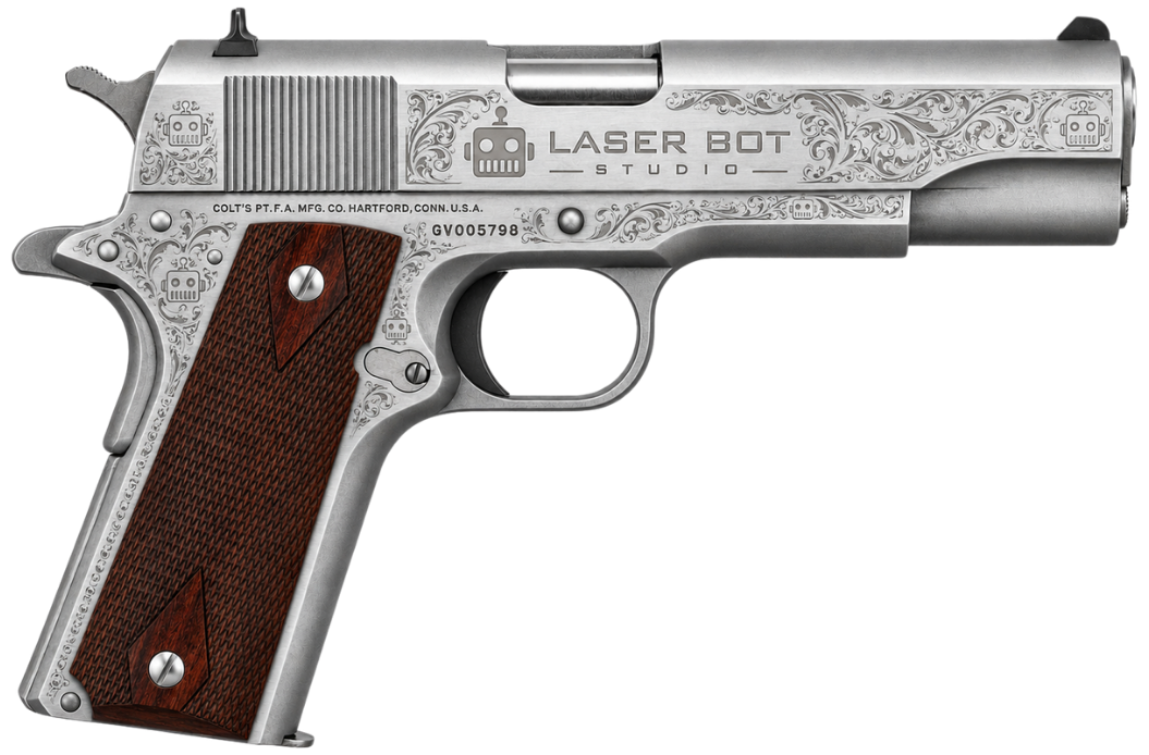 Engraved pistol product render