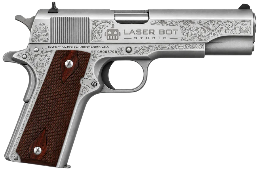 Engraved pistol product render